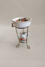 SET BAGNO MINI LAVABO BROCCA e CATINO MOBILE MINIATURE SET 3 PZ PORCELLANA