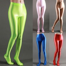 Leggings Da Yoga Sexy Glitterati Per Donna Pantaloni In Raso Elastico Lucido ☆