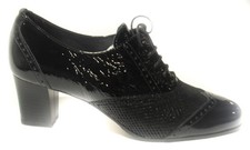 Morbida e comoda 234 francesine da donna con tacco coolore nero chiusura a lacci