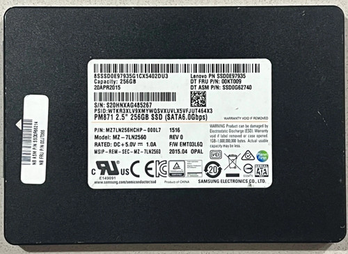 Samsung pm871 256gb ssd - 256gb, 2.5"