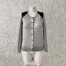 HANNY DEEP CARDIGAN GRIGIO INSERTI ECOPELLE TRAPUNTATO PARTICOLARE S ZARA IMPERF