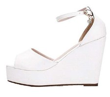 Sandali Estivi Donna Zeppa Ragazza Ecopelle Cinturino Moda Sexy Bianco