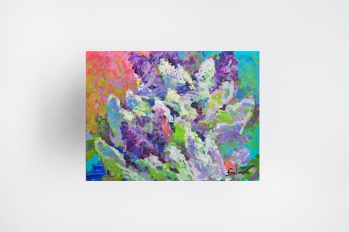 Dipinto olio lilla - , pittore