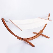 Amaca da giardino WOOD supporto legno cm. 310x120xh125 telo in cotone beige