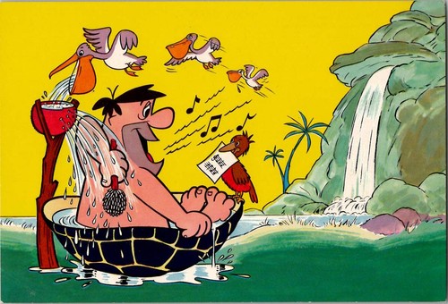 Cartolina fred flintstone - cartolina, bath