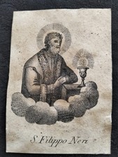 Antico santino San Filippo Neri Holy card originale