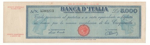 5000 lire titolo provvisorio - 5000,