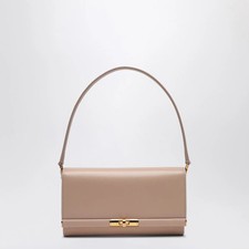 Borsa a tracolla Dolce & Gabbana beige Marlene in pelle di vitello con chiusura a scatto oro