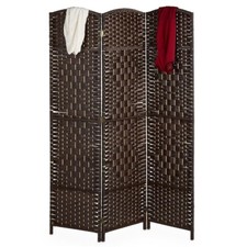 Marrone | Bianco Separe 3 Pannelli 132x180 Paravento Divisorio Corda Intrecciata