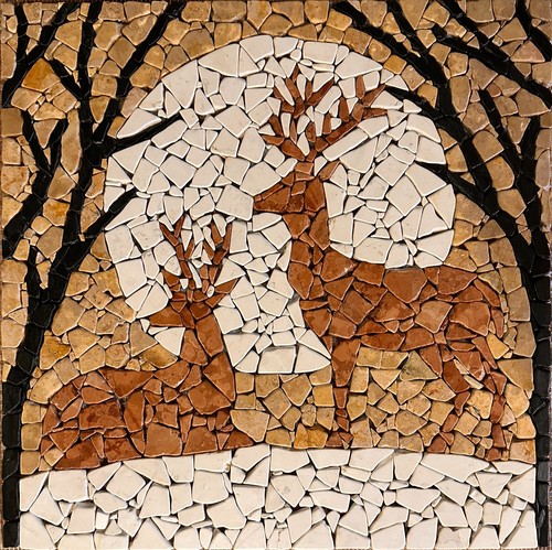 Rosone cervi mosaico di - cervi, a
