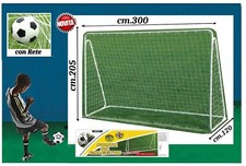 porta da calcio in acciaio 300x120x h. 205 cm con rete regolamentare da calcetto