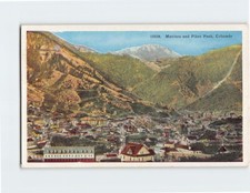 Cartolina veduta aerea Manitou & Pikes Peak Colorado USA