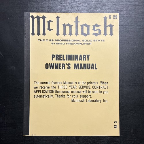 Manuale mcintosh c29 - c29, originale