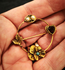 spilla vintage americana anni 60 con cristallo e perle  - vtg  brooch