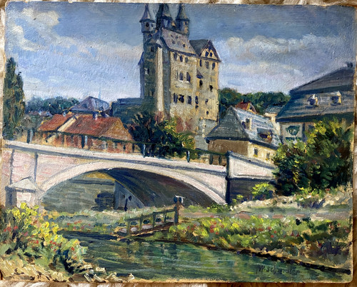Dipinto olio castello diez - a,