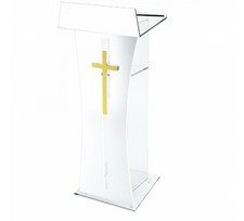 E-362 LEG Leggio in plexiglass trasparente e bianco con piano orizzontale e incl