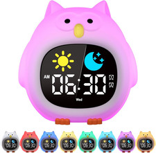 Sveglia per Bambini Educativa a Forma Di Gufo Con 2 Sveglie, Formato 12/24H, Sno