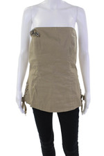 Camicetta donna Twinset zip posteriore senza spalline cristallo cotone marrone taglia IT 46