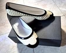 Scarpe Hogan Ballerine vernice colore yogurt e Nero 40