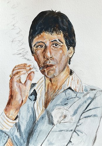 Dipinto ritratto originale - , di