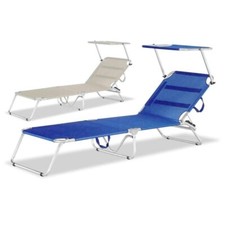 Lettino Mare Bahamas In Alluminio E Textilene Con Parasole Sacar  11105