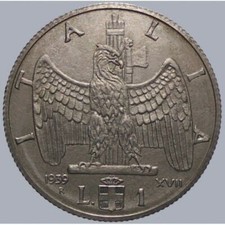 1 LIRA 1939 IMPERO XVIII RARA
