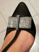 sandali donna 40-neri-scamosciato-tacco 10cm spillo-strass-sexy