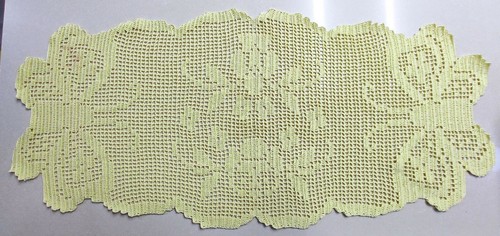 Centrino filet giallo farfalle - centrino,