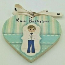 Quadro Cuore Battesimo Legno Profumato Bimbo Regalo Made Italy  *84713