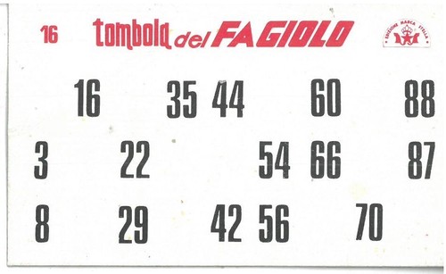 Vecchia cartella tombola - vecchia, del