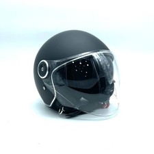 Casco Jet Nero Opaco con Doppia Visiera Lunga e Parasole Omologato Moto Scooter