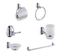 KIT COMPLETO 6 ACCESSORI BAGNO ASTA SAPONE WC GANCIO PORTA ASCIUGAMANO 03903