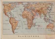 270-Cartolina franchigia militare illustrata-Planisfero da PM.39 x Forlì