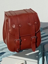 Borsa laterale in pelle - cuoio marrone  per moto Harley e custom in genere