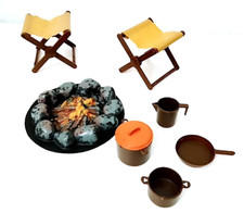 BIG JIM 70s mattel  - set campeggio sedie, pentole, fuoco ottimo