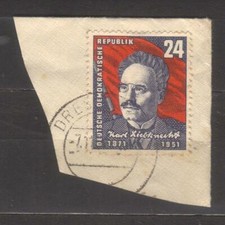 6799- Germania Est, DDR Deutschland 1951 Michel 294 usato su pezzo
