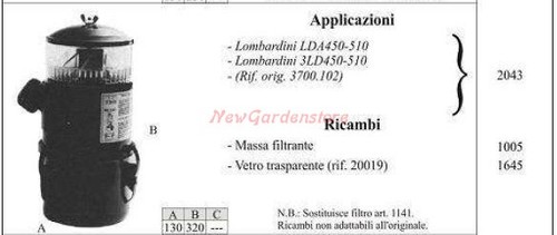 Filtro olio lombardini per - filtro,