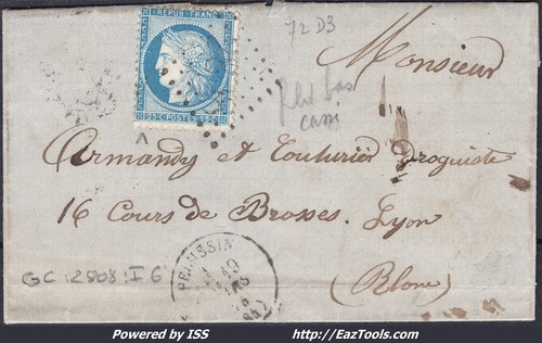 France 60a sur lettre - lettre, avec