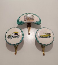 3 Appendi Abiti Ceramica Ottone Auto Antiche