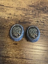 Orecchini Vintage Etrusco Bronzo Soldatino Texturizzato Clip On