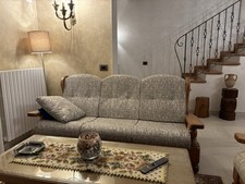 Divano  3 Posti + 2 Poltrone Legno Massello Rovere 