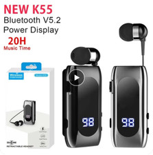 AURICOLARE CUFFIA BLUETOOTH RETRATTILE WIRELESS CLIP VIBRAZIONE iOS ANDROID K55