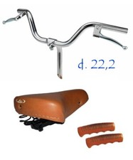 Manubrio Cromato Acciaio Ø 22,2 + Sella + Manopole Bici  Pieghevole - Graziella