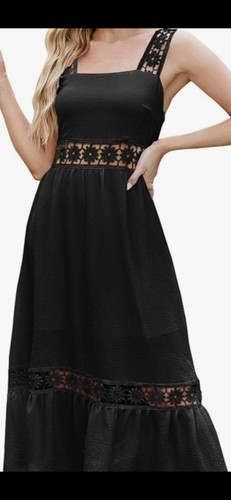 Abito donna nero ricamato hobo