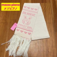 Mezzo Piano Winter Scarf  White Pink Berrie Rabbit Mimi Heart Character New NWT