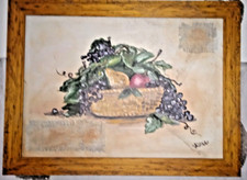 QUADRO dipinto - olio su tela - frutta CORNICE LEGNO COLORE legno miele  60x80CM