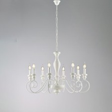White Shabby Chic 8 Light Wood