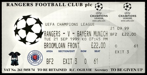 Biglietto 1999 rangers - 1999,