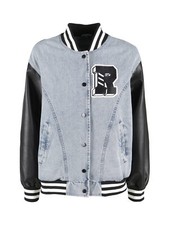 Solada Giacca donna in jeans con maniche in ecopelle