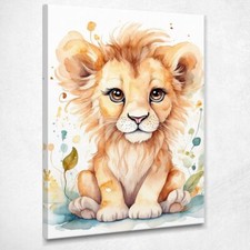 Quadro Per Neonato, Decorazione Cameretta, Cucciolo Di Leone Con Sguardo Dolce ,